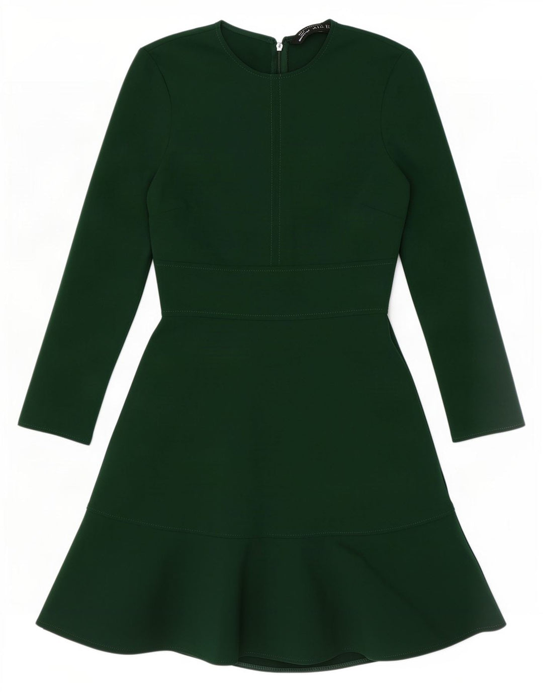Zara Womens Long Sleeve A-Line Dress UK 10 Small Green Polyester