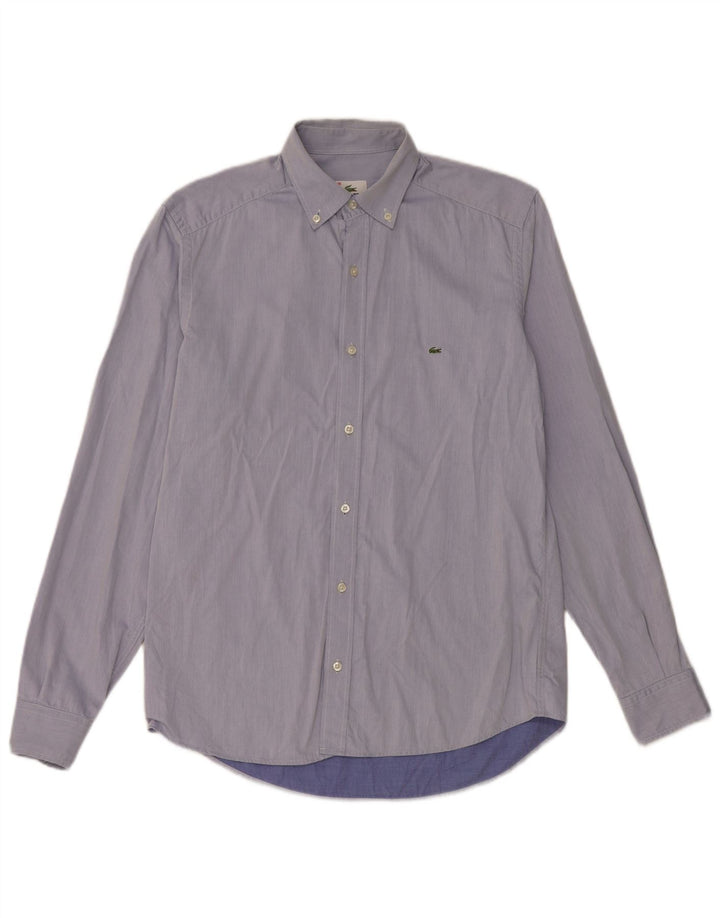 Lacoste Mens Shirt Size 39 Small Blue Pinstripe Cotton