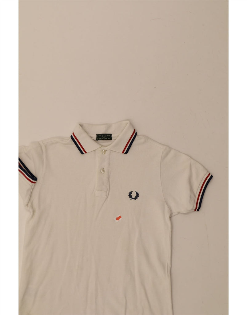 FRED PERRY Boys Polo Shirt 7-8 Years White Cotton Vintage Fred Perry and Second-Hand Fred Perry from Messina Hembry 
