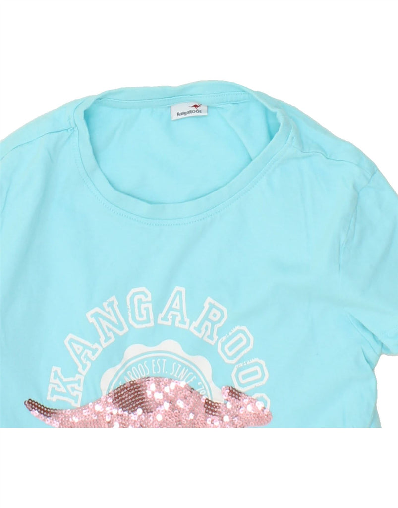 KANGAROOS Girls Graphic T-Shirt Top 12-13 Years Turquoise Cotton Vintage Kangaroos and Second-Hand Kangaroos from Messina Hembry 