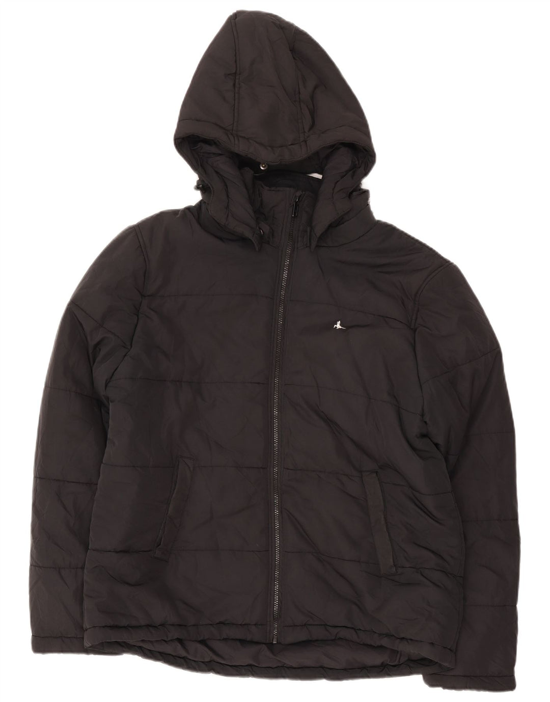 Jack Wills Mens Hooded Padded Jacket UK 42 XL Black Polyester