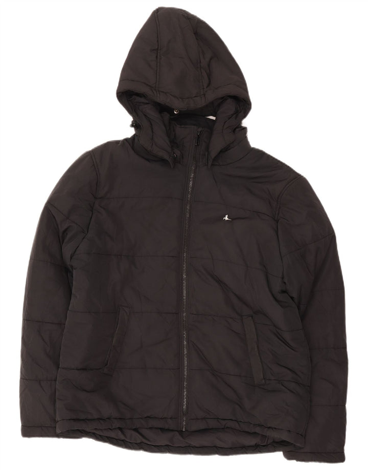 Jack Wills Mens Hooded Padded Jacket UK 42 XL Black Polyester