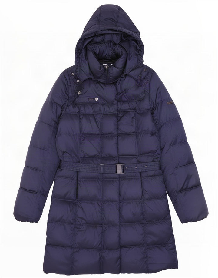 Geox Womens Hooded Oversized Padded Coat UK 10 Small Navy Blue Polyester