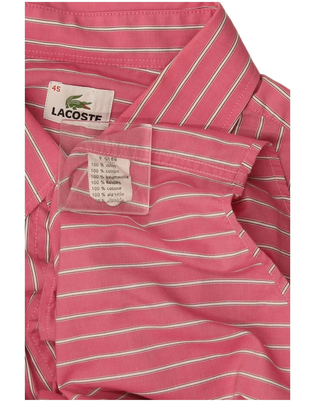 Lacoste Mens Shirt Size 45 XL Pink Striped Cotton