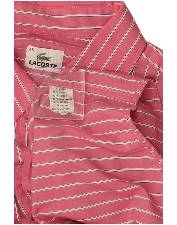 Lacoste Mens Shirt Size 45 XL Pink Striped Cotton
