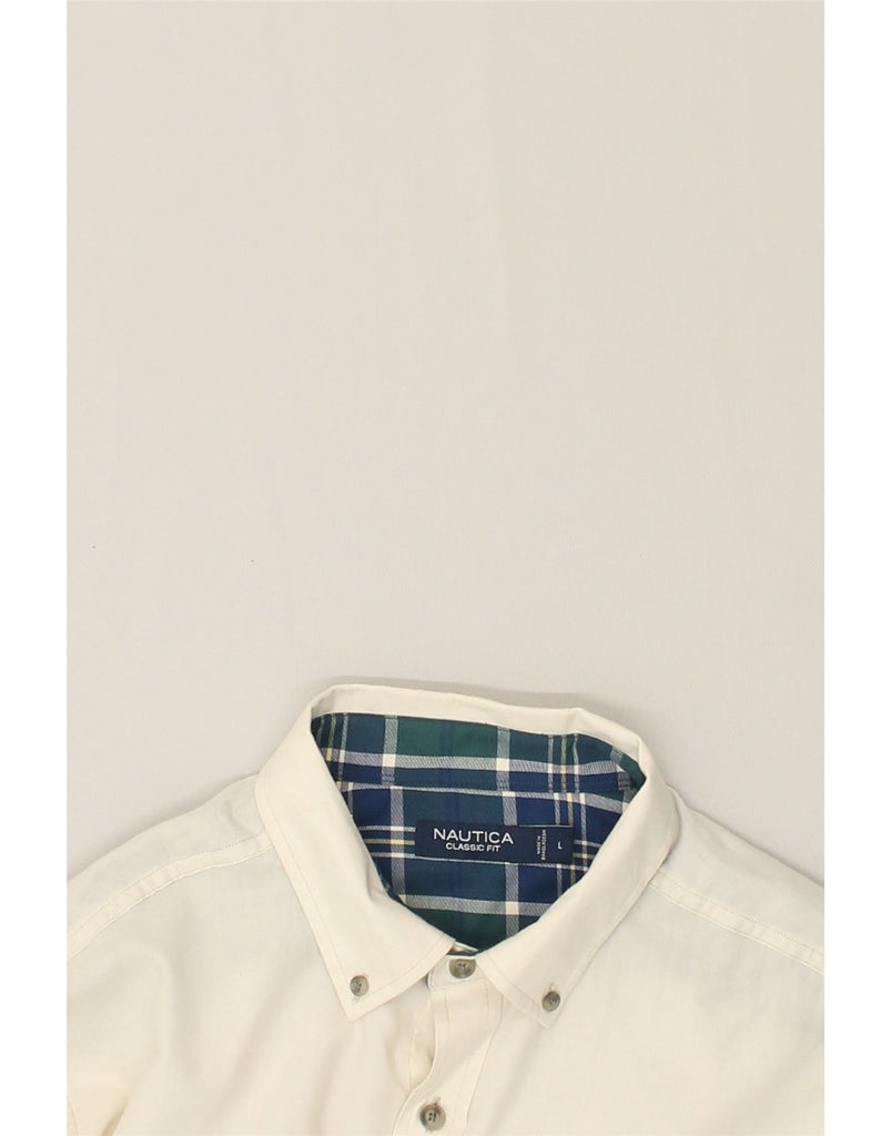 NAUTICA Mens Classic Fit Shirt Large Off White Cotton | Vintage Nautica | Thrift | Second-Hand Nautica | Used Clothing | Messina Hembry 