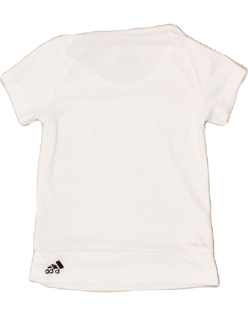 ADIDAS Girls Climalite Graphic T-Shirt Top 7-8 Years XS  White | Vintage Adidas | Thrift | Second-Hand Adidas | Used Clothing | Messina Hembry 