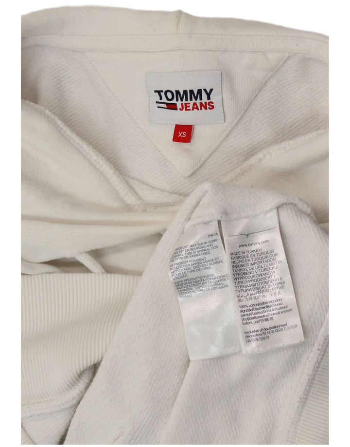 TOMMY HILFIGER Mens Hoodie Jumper XS White Cotton