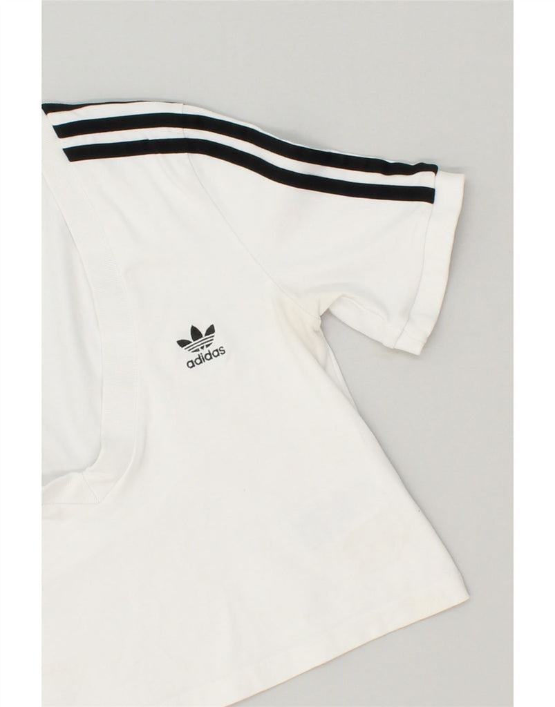 ADIDAS Womens Crop T-Shirt Top UK 12 Medium White Cotton | Vintage Adidas | Thrift | Second-Hand Adidas | Used Clothing | Messina Hembry 