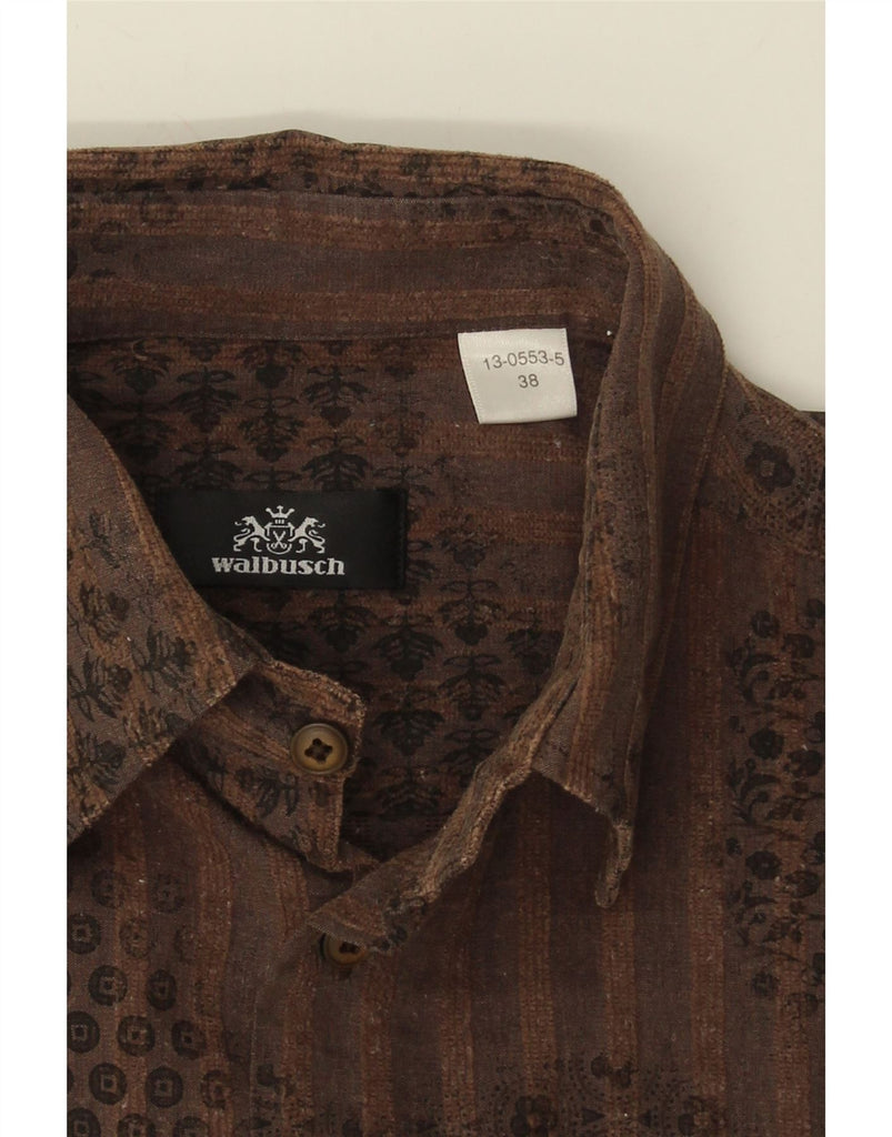 WALBUSCH Mens Tall Shirt Size 38 Medium Brown Floral Cotton Vintage Walbusch and Second-Hand Walbusch from Messina Hembry 