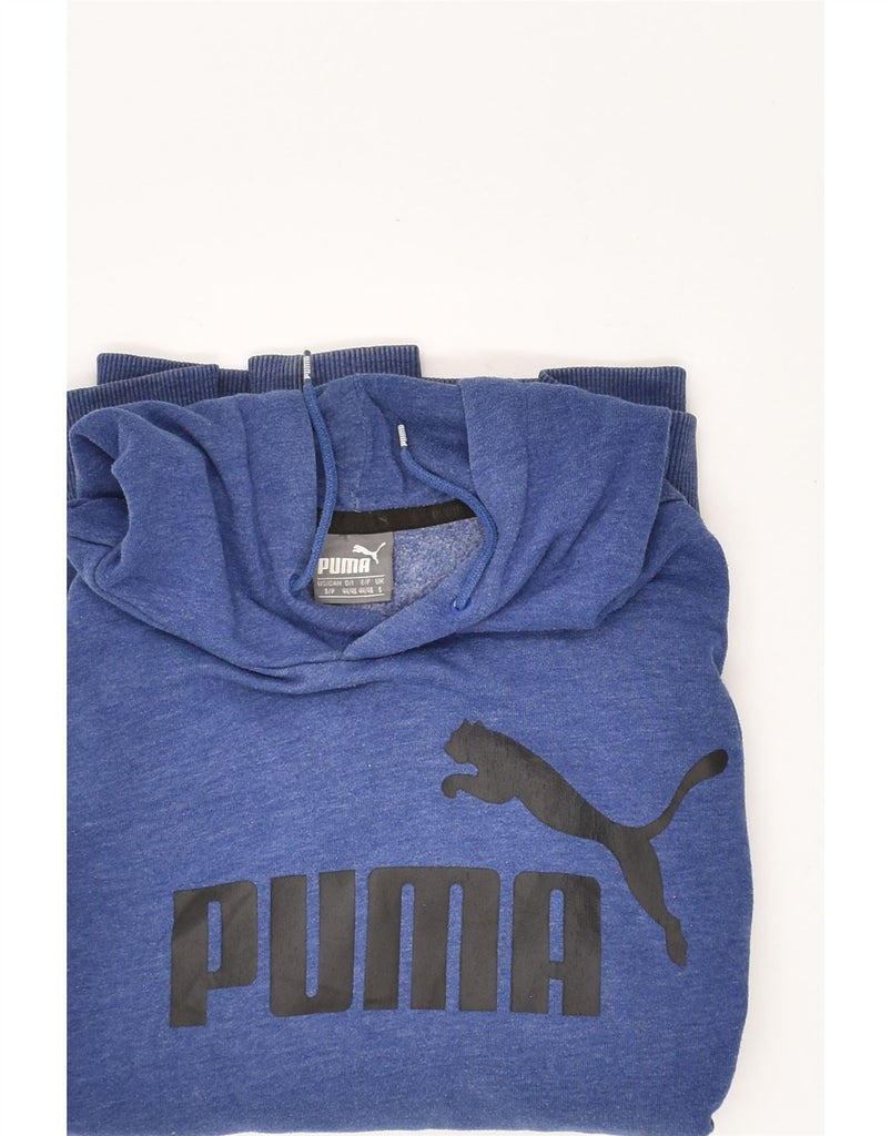 PUMA Mens Graphic Hoodie Jumper Small Blue Cotton | Vintage Puma | Thrift | Second-Hand Puma | Used Clothing | Messina Hembry 