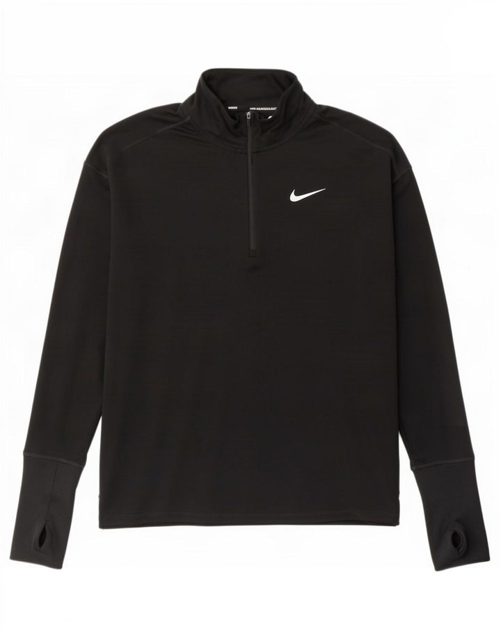 Nike Mens Dri Fit Zip Neck Pullover Tracksuit Top Small Black