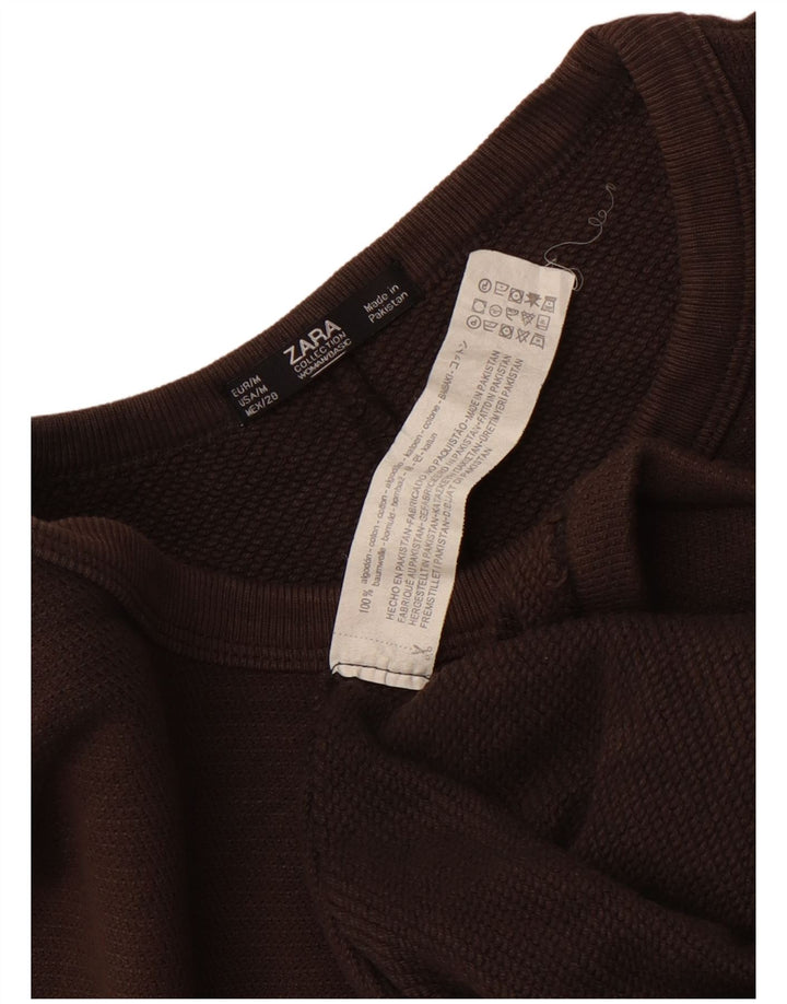 Zara Womens Oversized T-Shirt Dress UK 14 Medium Brown Cotton