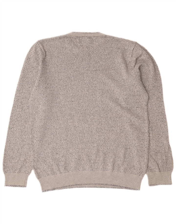 Marks & Spencer Mens Crew Neck Jumper Sweater Medium Grey Flecked Cotton