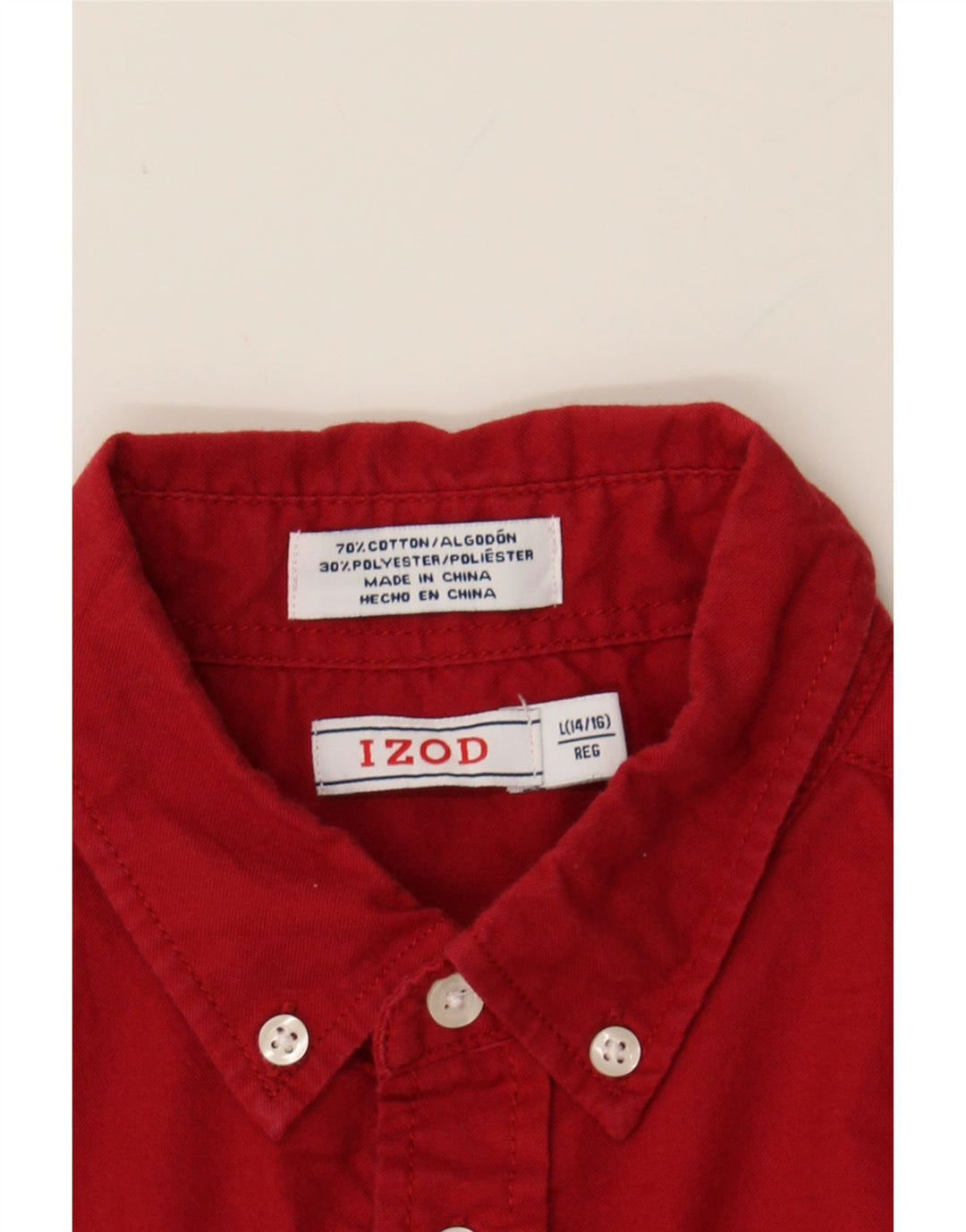 IZOD Boys Shirt 14-15 Years Large  Red Cotton Vintage Izod and Second-Hand Izod from Messina Hembry 