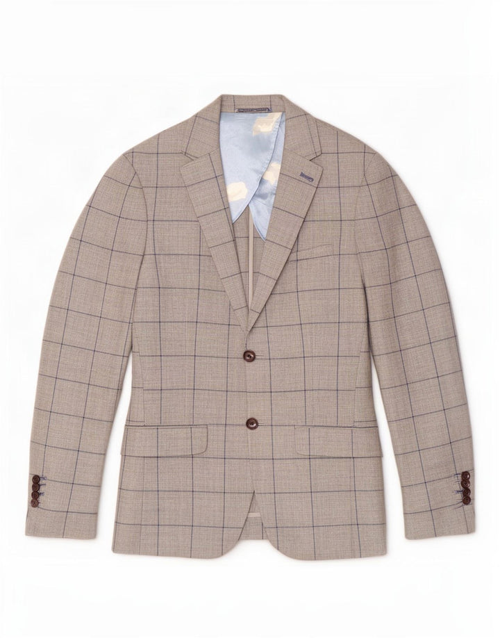Joules Mens 2 Button Slim Fit Blazer Jacket UK 34 XS Grey Check Wool