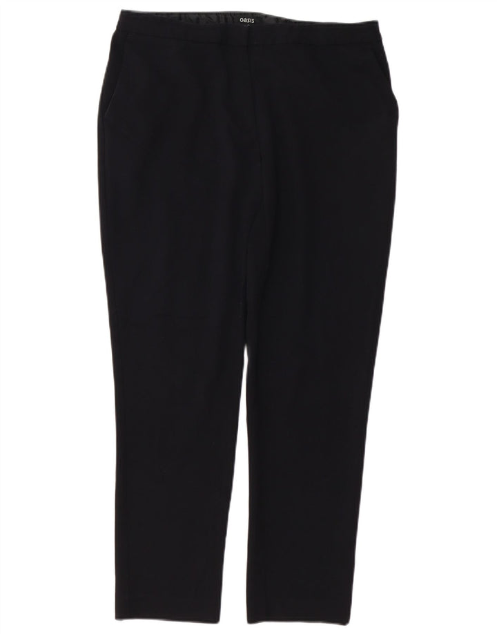 Oasis Womens Straight Chino Trousers UK 12 Medium W32 L26 Black Polyester