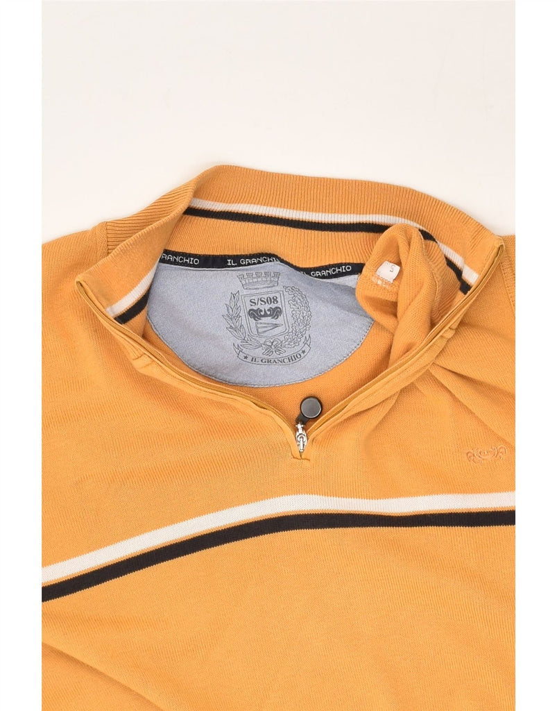 IL GRANCHIO Mens Zip Neck Jumper Sweater Large Yellow Cotton | Vintage Il Granchio | Thrift | Second-Hand Il Granchio | Used Clothing | Messina Hembry 