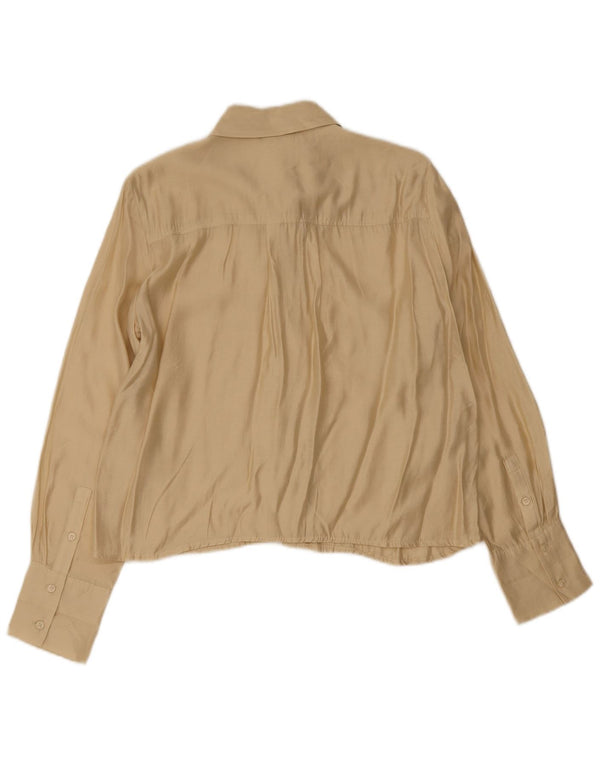 Vintage Womens Shirt Blouse UK 14 Medium Beige
