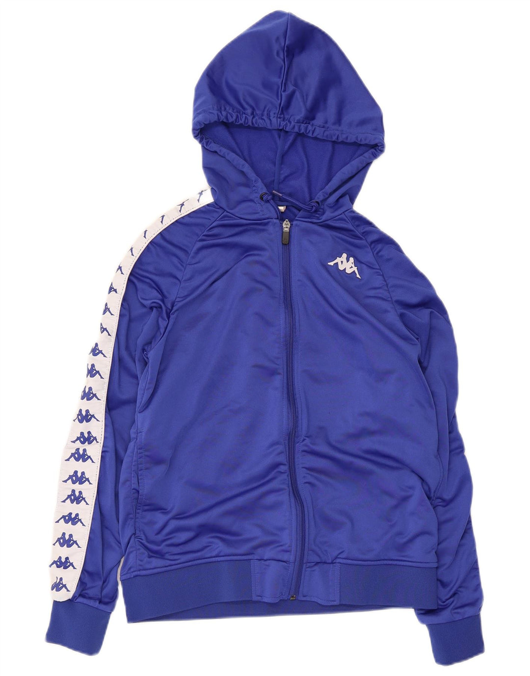 KAPPA Womens Graphic Zip Hoodie Sweater UK 10 Small Blue Colourblock