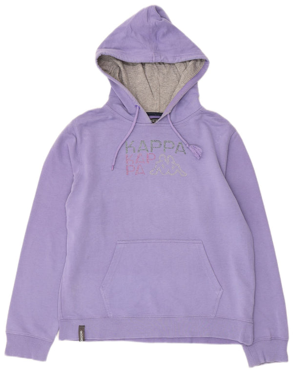 Kappa Womens Graphic Hoodie Jumper UK 20 2XL Purple Cotton