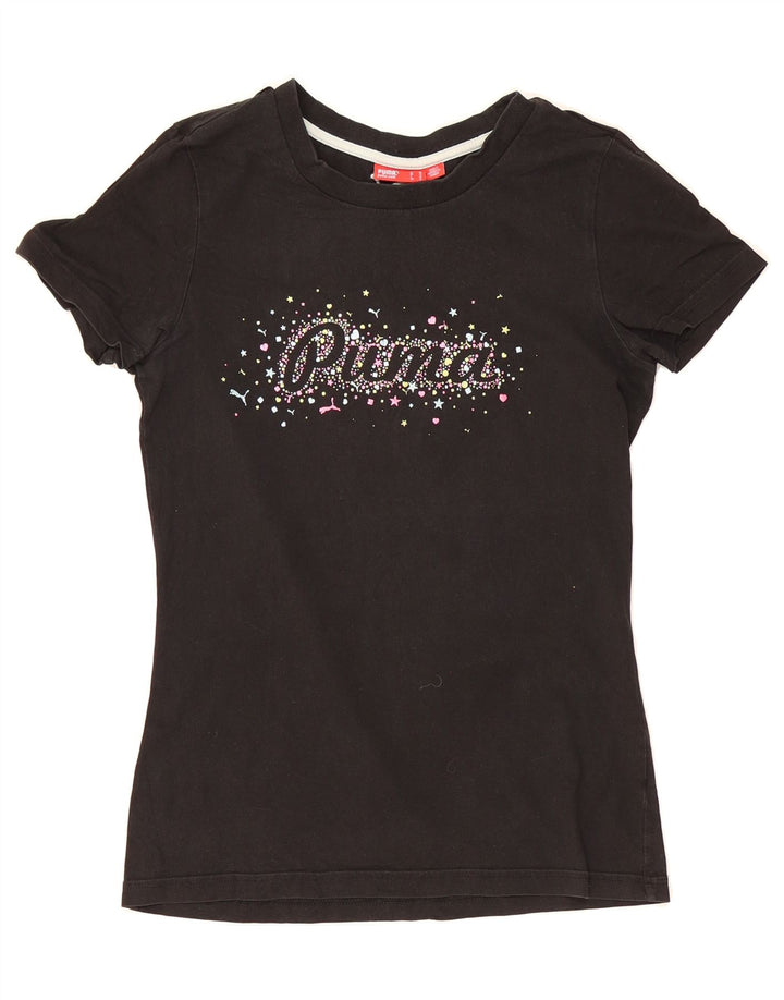PUMA Womens Graphic T-Shirt Top UK 12 Medium Black Vintage Puma and Second-Hand Puma from Messina Hembry 