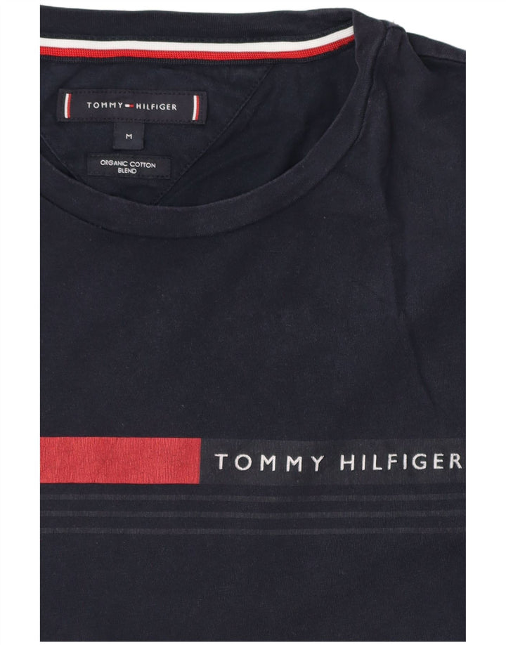 TOMMY HILFIGER Mens T-Shirt Top Medium Navy Blue Colourblock Cotton