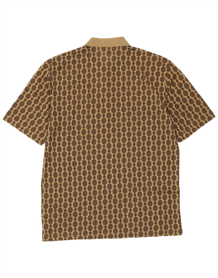 Rodrigo Mens Polo Shirt IT 50 Medium Khaki Geometric Cotton
