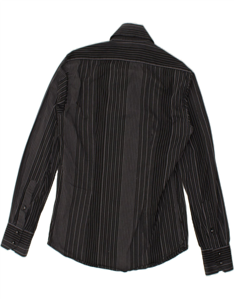 JULES Mens Fitted Shirt Medium Black Striped Cotton | Vintage Jules | Thrift | Second-Hand Jules | Used Clothing | Messina Hembry 