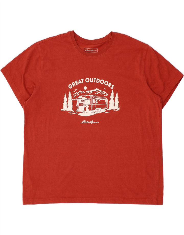 EDDIE BAUER Mens Graphic T-Shirt Top XL Red Cotton Vintage Eddie Bauer and Second-Hand Eddie Bauer from Messina Hembry 
