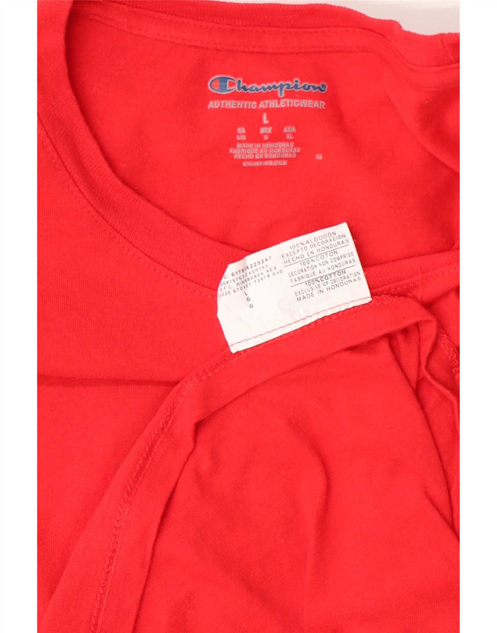 Champion Mens Top Long Sleeve Large Red Cotton