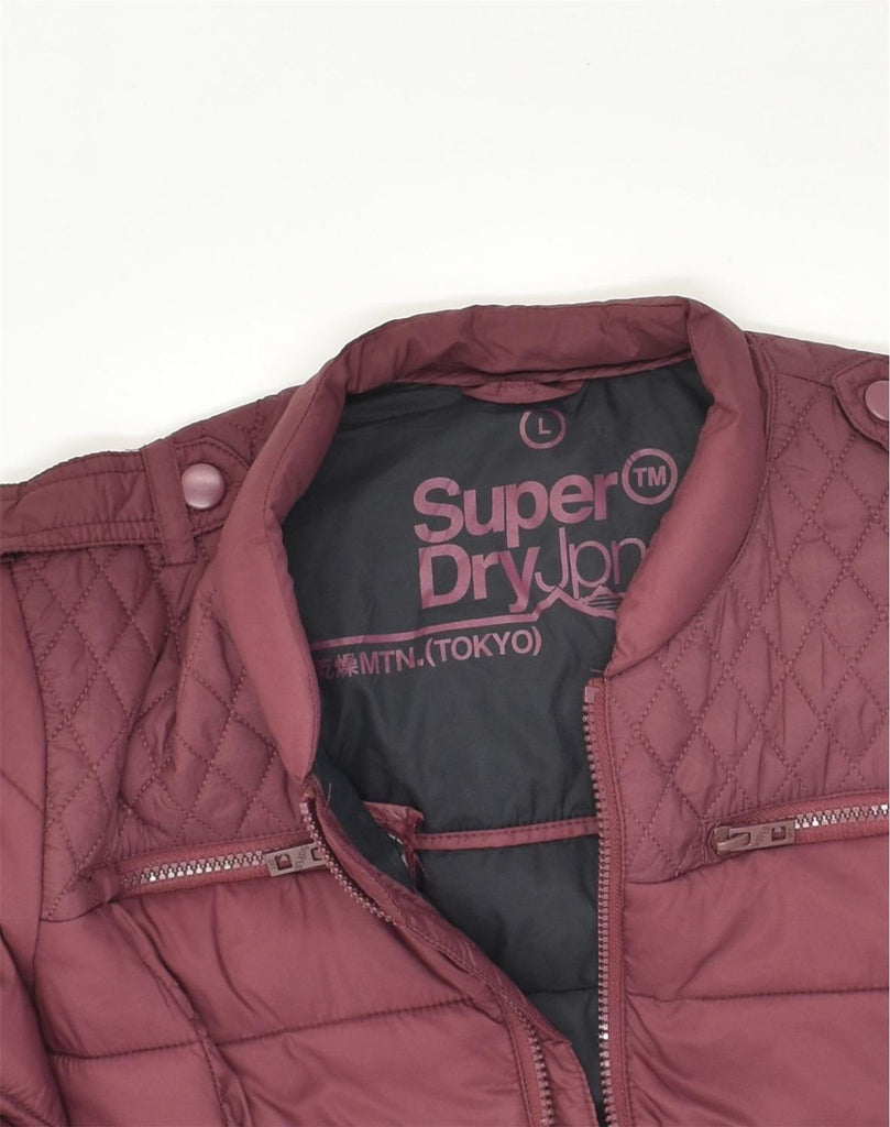 SUPERDRY Womens Padded Jacket UK 16 Large Maroon Polyester | Vintage Superdry | Thrift | Second-Hand Superdry | Used Clothing | Messina Hembry 