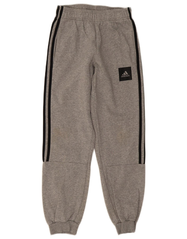 Adidas Boys Tracksuit Trousers Joggers 11-12 Years Grey Cotton