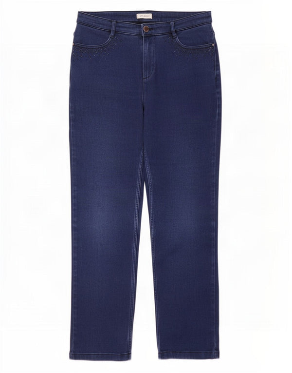 Marks & Spencer Womens Straight Jeans UK 14 Large W34 L29 Navy Blue Cotton