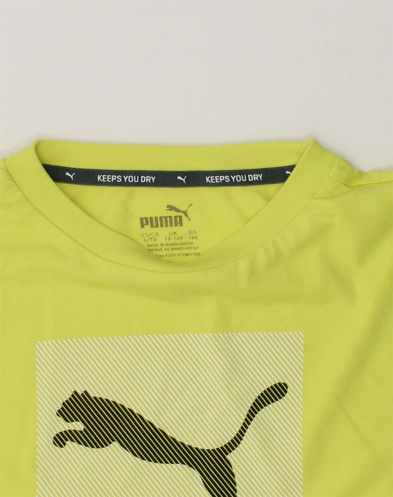 PUMA Boys Keeps you Dry Graphic T-Shirt Top 13-14 Years Green | Vintage Puma | Thrift | Second-Hand Puma | Used Clothing | Messina Hembry 