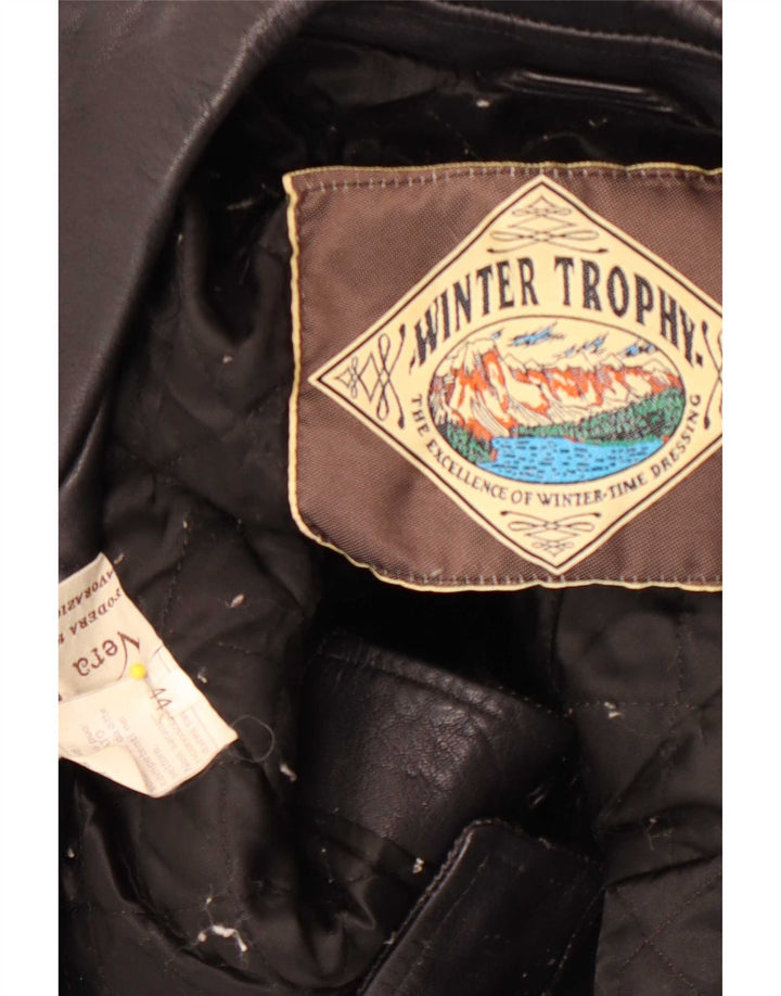 Vintage Womens Leather Biker Jacket IT 44 Medium Black