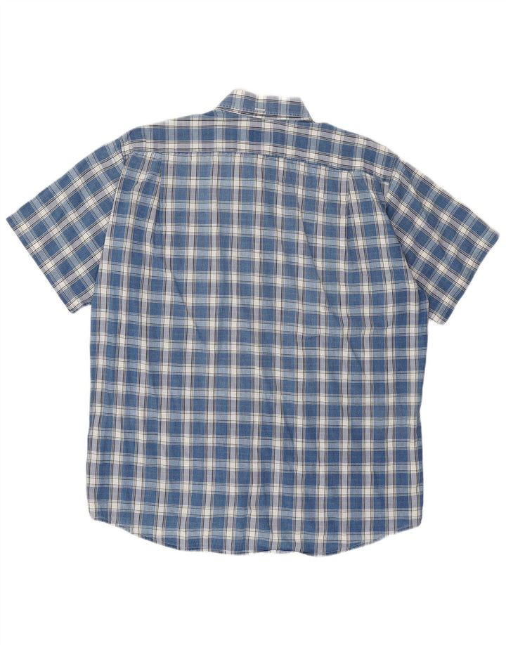 LACOSTE Mens Short Sleeve Shirt Size 40 Medium Blue Check