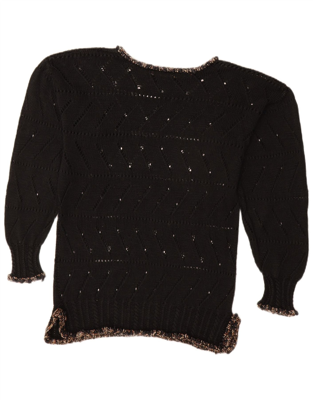 VINTAGE Womens Boat Neck Jumper Sweater UK 14 Medium Black