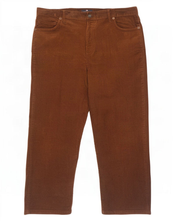 Marks & Spencer Mens Blue Harbour Crop Corduroy Trousers W40 L29 Brown