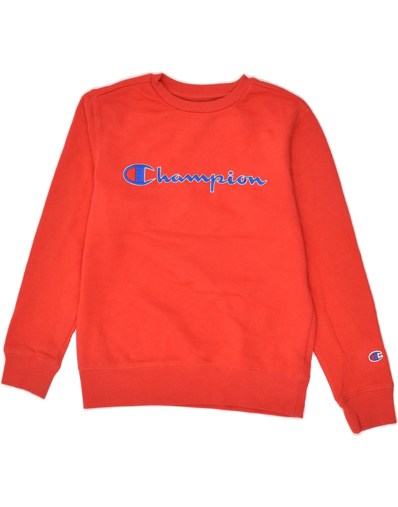 CHAMPION Boys Graphic Sweatshirt Jumper 15-16 Years Medium Red Cotton | Vintage Champion | Thrift | Second-Hand Champion | Used Clothing | Messina Hembry 