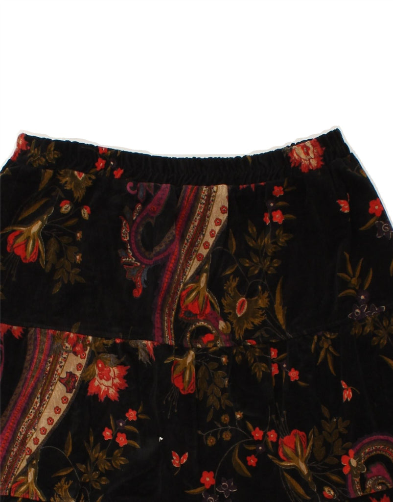 VINTAGE Womens A-Line Skirt EU 44 XL W34 Black Floral Cotton Vintage Vintage and Second-Hand Vintage from Messina Hembry 