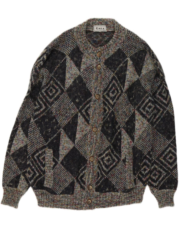 Gala Mens Cardigan Sweater XL Grey Geometric