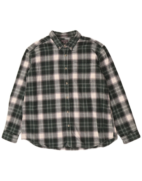 Eddie Bauer Mens Relaxed Fit Flannel Shirt XL Green Check Cotton