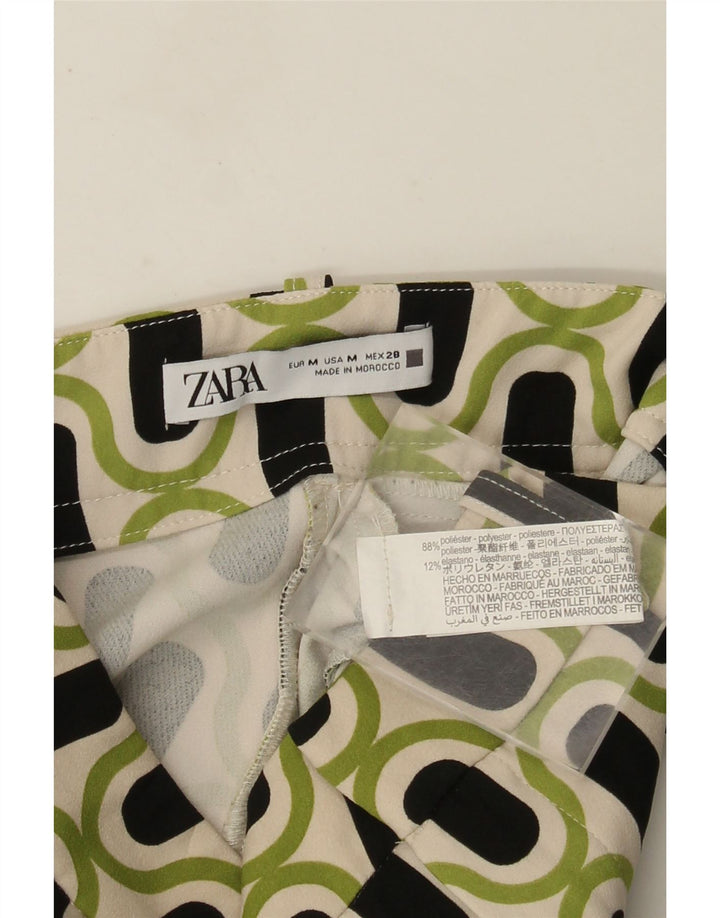 Zara Womens Bootcut Casual Trousers Medium W28 L26 Green Geometric