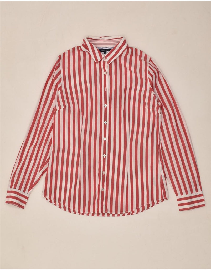 TOMMY HILFIGER Womens Shirt US 12 Large Red Striped Cotton | Vintage Tommy Hilfiger | Thrift | Second-Hand Tommy Hilfiger | Used Clothing | Messina Hembry 