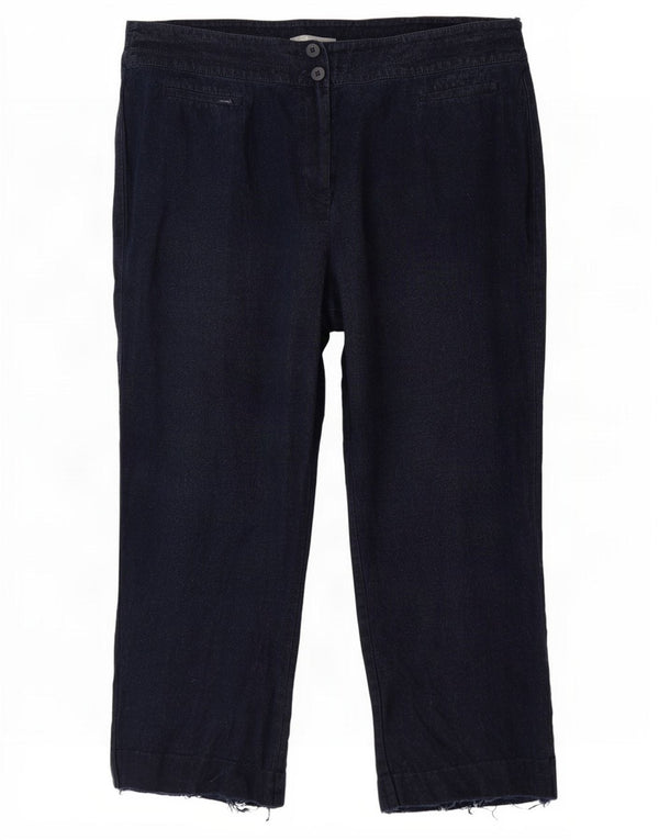 Marks & Spencer Womens Straight Casual Trousers UK 20 2XL W40 L28 Navy Blue