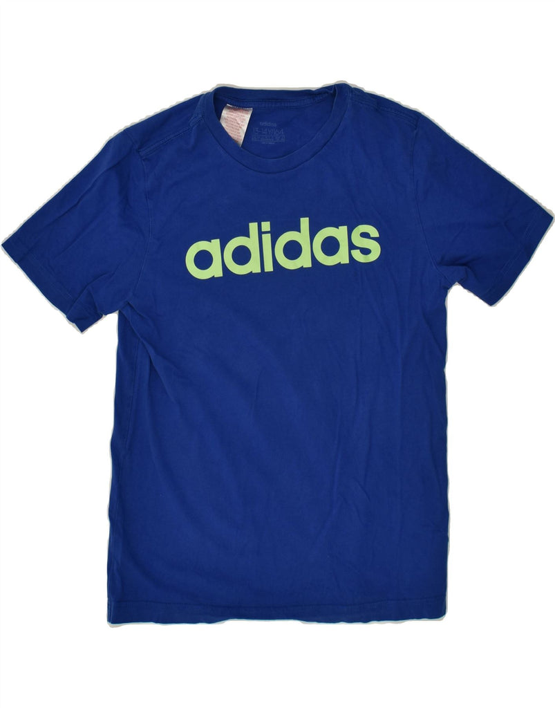 ADIDAS Boys Graphic T-Shirt Top 13-14 Years Blue Cotton | Vintage Adidas | Thrift | Second-Hand Adidas | Used Clothing | Messina Hembry 