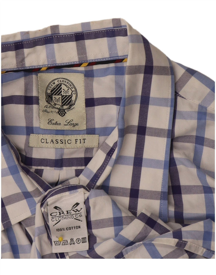Crew Mens Short Sleeve Classic Fit Shirt XL White Check Cotton