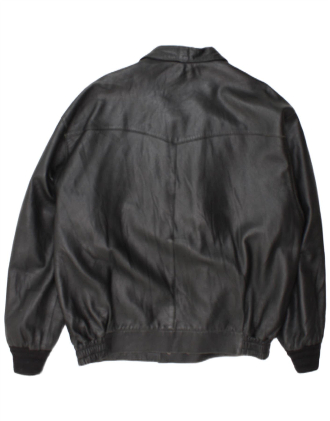 Vintage Mens Military Leather Jacket UK 42 XL Black