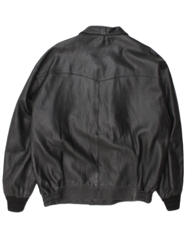 Vintage Mens Military Leather Jacket UK 42 XL Black